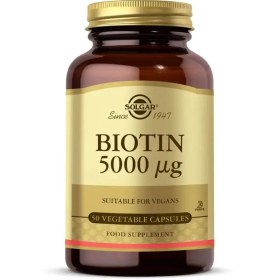 تصویر بیوتین 5000 میکروگرم برند سولگار ۵۰ عدد solgar Biotin 5000 mcg