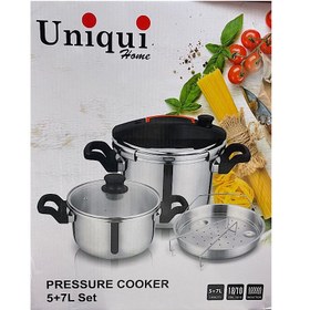 تصویر زودپز دوقلو یونیک آلمان 7+5 لیتری unique german twin pressure cooker7 + 5 liters l