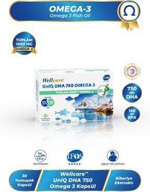 تصویر Wellcare uniq dha 750 امگا 3 روغن ماهی 30 کپسول Wellcare Uniq Dha 750 Omega 3 Balık Yağı 30 Kapsül