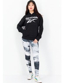 تصویر هودی تمرینی فیت زنانه، مشکی/سفید برند reebok Women Sportswear Fit Training Hoodie, Black/White