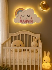 تصویر چراغ خواب کودک دیواری فانتزی ابر اسم دار 