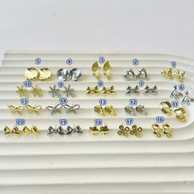 تصویر خرجکار گوشواره میخی جفتی رنگ ثابت ضد حساسیت 