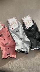 تصویر جوراب ساق کوتاه پاپیونی زنانه - صورتی 