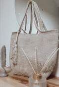 تصویر کیف ساحلی مکرومه دستباف ا Macrame Beach Bag Macrame Beach Bag