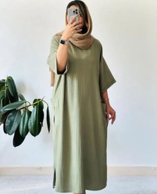 تصویر کفتان دخترانه بامبو جیب دار فروشگاه سحرناز Women's kaftan with pockets in Sahrnaz store