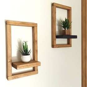 تصویر شلف چوبی دیواری دکوراتیو 