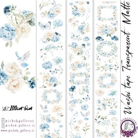 تصویر واشی گل آبرنگی آبی 