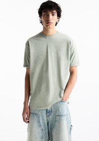 تصویر تی‌شرت ساده بلند فیت برند PullAndBear Long fit basic t-shirt