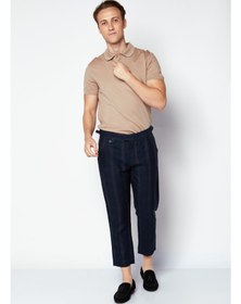 تصویر شلوار چینی راه‌راه مردانه با فیت معمولی، ترکیب سرمه‌ای برند selected Men Regular Fit Stripe Chino Pants, Navy Combo