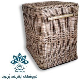 تصویر سبدحصیری با دستگیره چوبی 