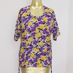 تصویر تاپ نخی زنانه طرح گل 