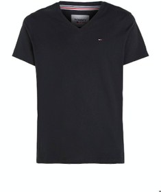 تصویر تی‌شرت مردانه یقه V، مشکی برند Tommy Hilfiger Men's V-Neck T-Shirt, Black