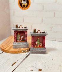 تصویر دکوری چراغدار طرح شومینه و بابانوئل کریسمس کد 6256 