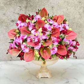 تصویر سبدگل ارکیده و آنتوریوم 