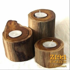 تصویر شمعدان چوبی سه تایی 
