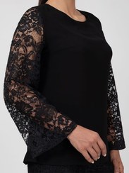 تصویر بلوز زنانه برنس مدل آمیتیس آستین گیپور کرپ حریر 