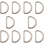 تصویر حلقه کیف نیم گرد فلزی نقره‌ای طول 3.5 سانتی‌متر بسته 10عددی 