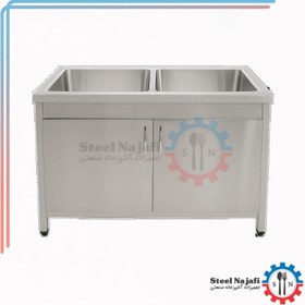 تصویر سینک دو لنگه کابینت دار 