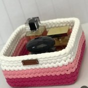 تصویر سبد نظم دهنده لوازم آرایش تریکو مربعی مدل گندمی 