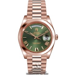 تصویر ساعت مچی مردانه رولکس مدل دی دیت رزگلد صفحه سبز 