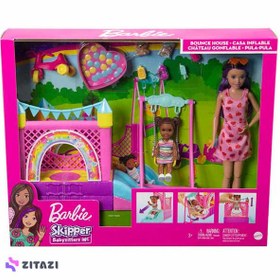 تصویر عروسک باربی همراه کودک در پارک مدل Barbie Babysitter Skipper Playhouse Set - زمان ارسال 15 تا 20 روز کاری 