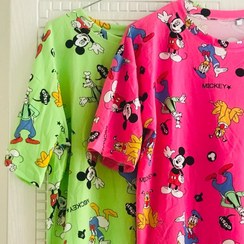 تصویر تیشرت نخی میکی موس زنانه و دخترونه فری سایز تا 42میخوره رنگ بندی داخل عکس 