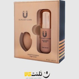 تصویر ست کرم پودر لاکچری کوین به همراه پد 55 ا Luxury Coin Liquid Foundation High Cover Luxury Coin Liquid Foundation High Cover