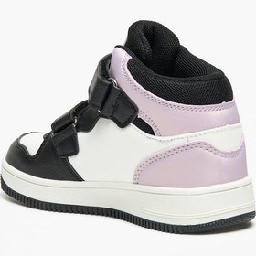 تصویر کفش ورزشی دخترانه با طراحی چند تکه و بسته شدن با چسب برند kappa Girls' Panelled High Top Sneakers with Hook and Loop Closure