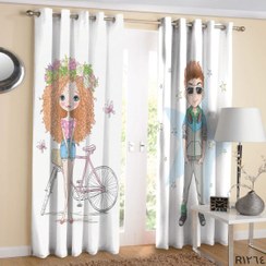 تصویر پرده اتاق کودک طرح دختر و پسر 