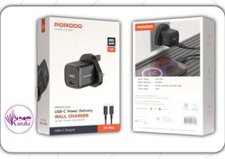 تصویر شارژر پورودو PORODO FWC027 GAN WALL CHARGER PD 20w IPH اصلی - مشکی PORODO FWC027 GAN WALL CHARGER PD 20w