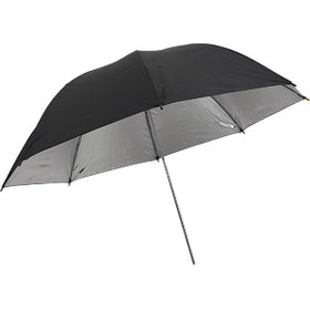 تصویر چتر تاشو23سانتی ضد باد 2لایه چتر مشکی داخل نقره ای ب همراه کاور مشکی 