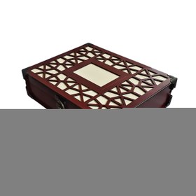 تصویر ست هدیه چهار تکه مردانه تمام چرم طبیعی و جعبه چوبی کد ۷۸۱ مدل سپهر - مشکی Men's gift set of four pieces, all natural leather and wooden box, code 781