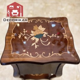 تصویر میز تلفن چوبی منبت کاری کد 02 