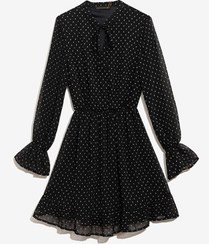 تصویر پیراهن زنانه مجلسی برنس آستین بلند چین دار حریر سایز ۴۲ مشکی 