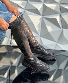 تصویر بوت جورابی پلنگی بلند Long leopard sock boot