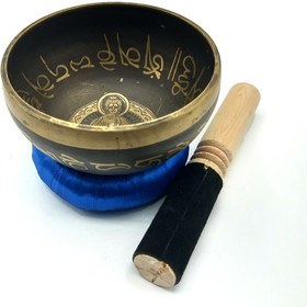 تصویر کاسه تبتی نیمه دستساز نپالی طرح بودا قطر 13cm 