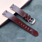 تصویر بند ساعت چرم طبیعی_ قهوه ای تیره /دستساز - ۲۸ 