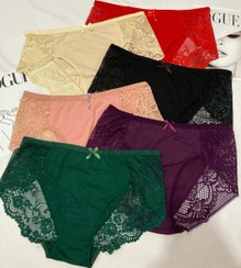 تصویر شورت نخی گیپور - گلبه ای 