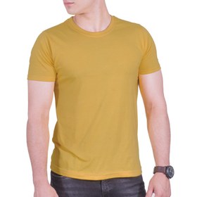 تصویر تیشرت ساده مردانه زرد خردلی 