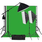 تصویر کیت کامل پرده سبز کروماکی با ۳ لامپ 