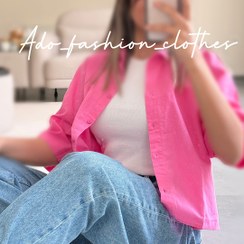 تصویر کراپ شومیز لینن آستین سه ربع 249 