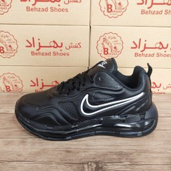 تصویر کتونی نایک nike مردانه زیره کپسولی سایز 40 تا 45 رنگ مشکی کفی طبی لژ 4 سانتی رویه فوم خارجی راحتی 