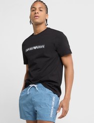 تصویر تی‌شرت یقه گرد با لوگوی لباس ساحلی برند Emporio Armani Beachwear Logo Crew Neck T-Shirt