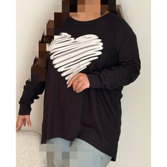 تصویر تیشرت آستین بلند نخی زنانه وارداتی بیگ سایز سایزبندی ۳۸-۶۰ - مشکی / مدیوم بزرگ T.shirt