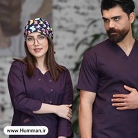 تصویر لباس ماساژ مدل یقه هفت بادمجونی | اسکراب پزشکی مدل یقه هفت بادمجونی 