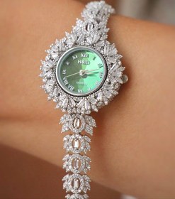 تصویر ساعت نقره جواهری زنانه روکش طلا 