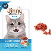 تصویر تشویقی گربه جینی jinny باطعم ماهی سالمون وزن 35 گرم promotional jinny cat salmon flavored