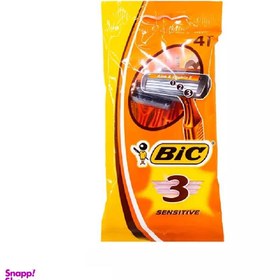 تصویر تیغ بیک (Bic) مدل سه لبه مناسب پوست حساس بسته 4 عددی 