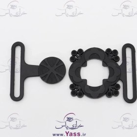 تصویر سگک جفتی مشکی طرح گل 