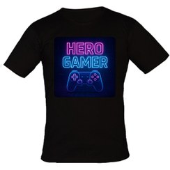 تصویر تیشرت گیمینگ هیرو گیم طرح نئونی 
